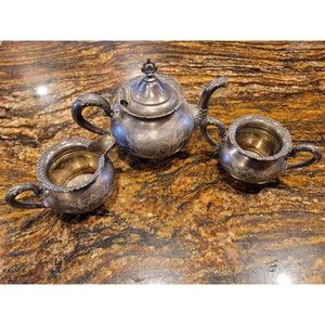 ATQ.1898-1924 Van Bergh S.P. Co., Rochester, N. Y.Quadruple Plate Teapot Set#468